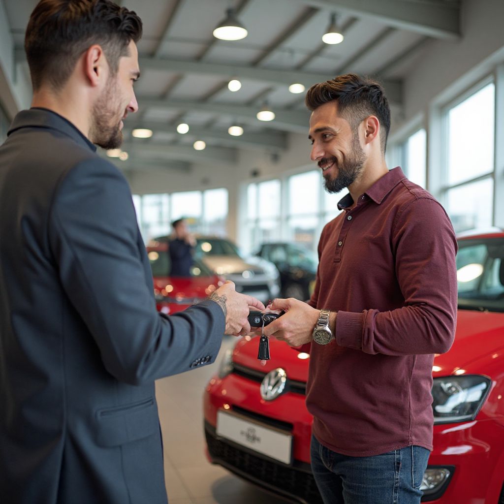 Javier Acosta recibiendo las llaves de su auto