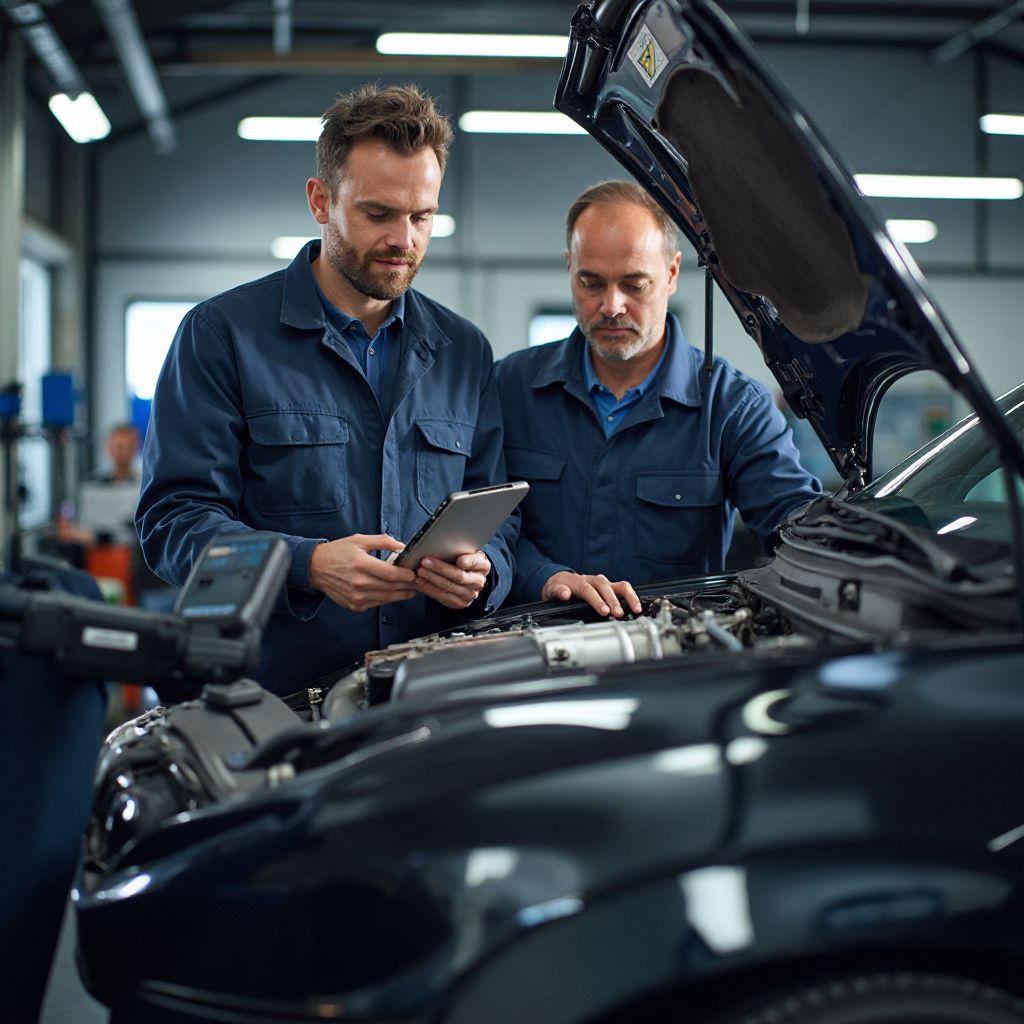 Equipo de expertos de AutoSelección analizando vehículos